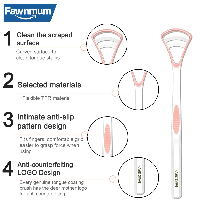 فاونموم-مكشطة لسان سيليكون ، فرشاة تونجر ، أدوات تنظيف ، فرشاة أسنان ، عناية بالفم ، نفس منعش ، آمن ، لون معكرون ، 1 * *