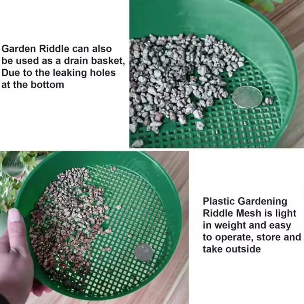 Plastic Soil Sieve Durable Construction Fine Mesh Plastic Filter Mesh Sifting Filtration Handheld Design Gardening Sifter
