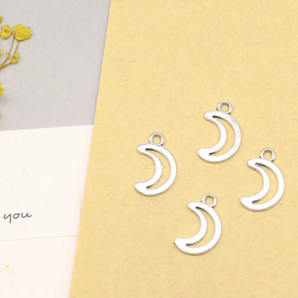 

20pcs 11x17mm Moon Charms Pendants Jewelry Making Accessori Jewelry Trendy Antique Silver Color