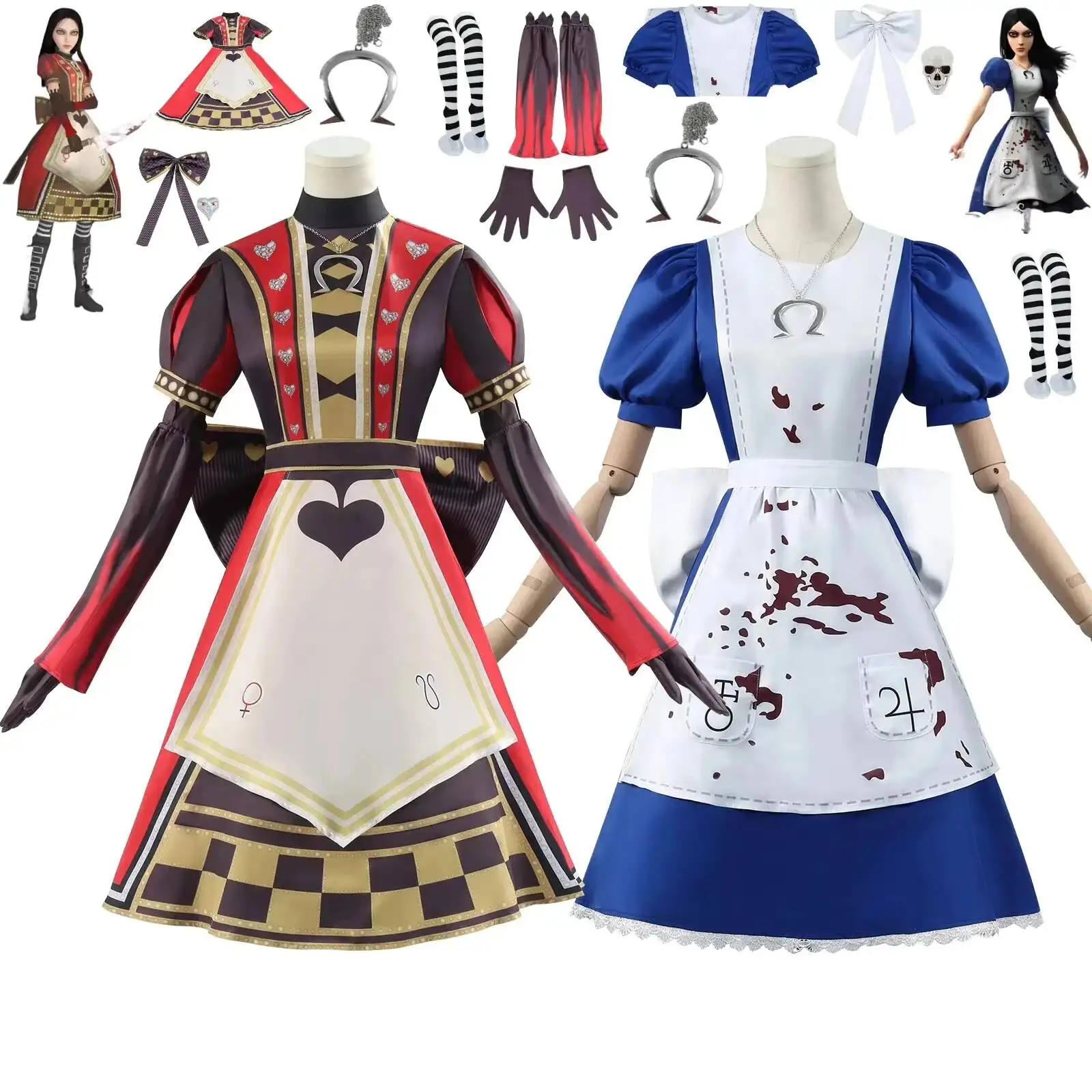 

Madness Back Character Alice Maid Court Cosplay Halloween Costumes Horror Show Costume Adult Woman