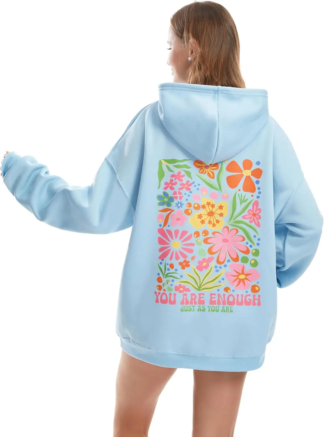 Women's Graphic Trendy Hoodie Pink Printing Hoodie Long Sleeve Pullover Beach Sweatshirt