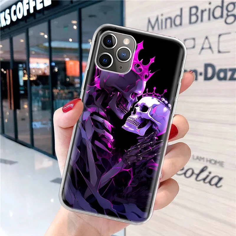 Anatomy Skeleton Heart Lovey Kiss Soft Phone Case for iPhone 16 15 14 Plus 13 12 Mini 11 Pro Max 7 + Apple XS X SE 2020 8 Print