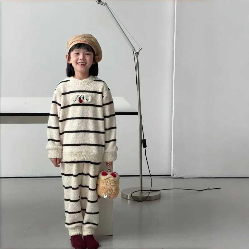 

Детская полуфлисовая одежда премиум-класса для сна, новый уютный комплект домашней одежды для девочек и мальчиков на осень/зиму