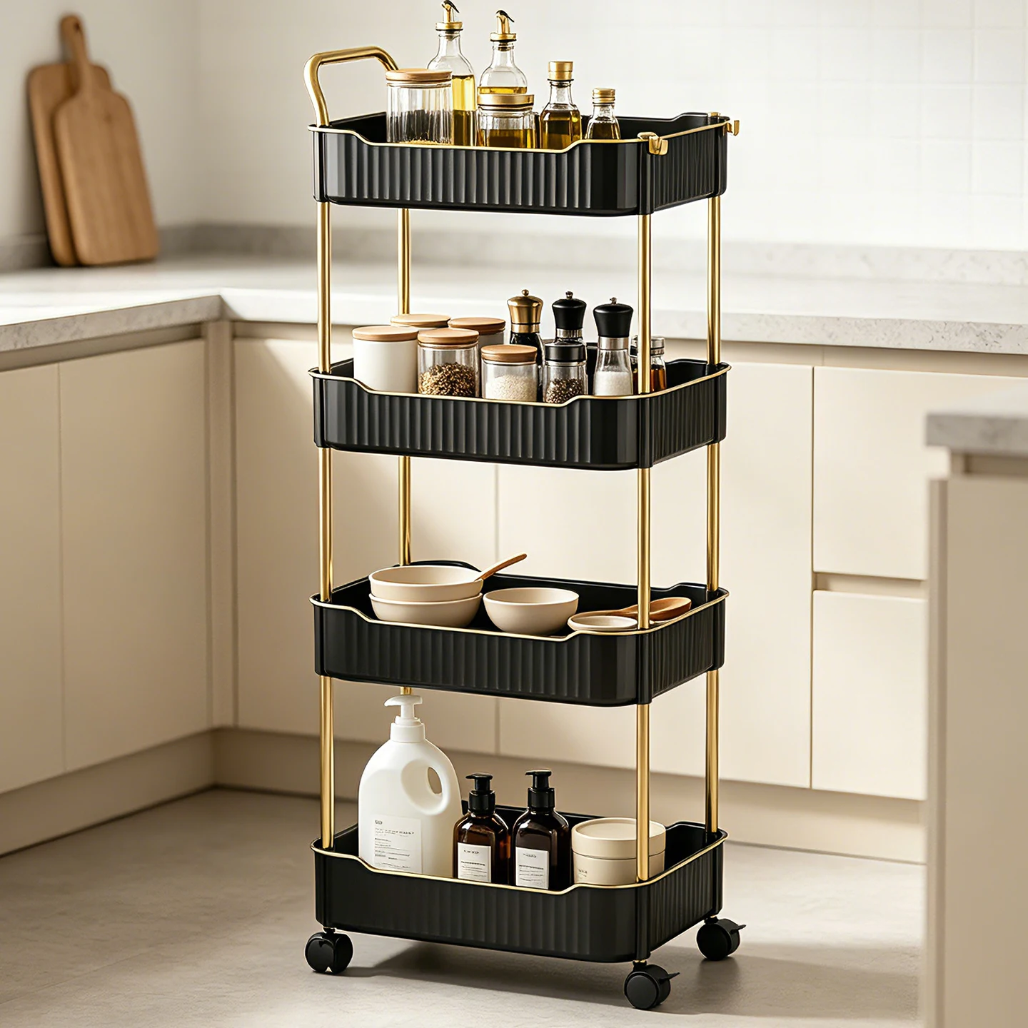 Household Large-Capacity Storage Cart for Cabinets, Bathrooms and Kitchens - Multi-Functional Organizer for Snacks and Toys