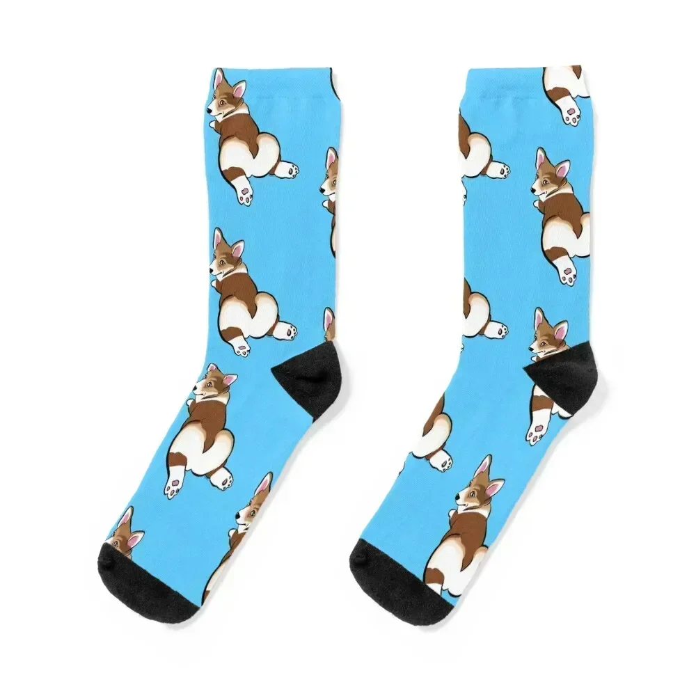

Носки Corgi Butt, зимние термостойкие носки с цветочным принтом, снежные подарки, носки для девочек, мужские