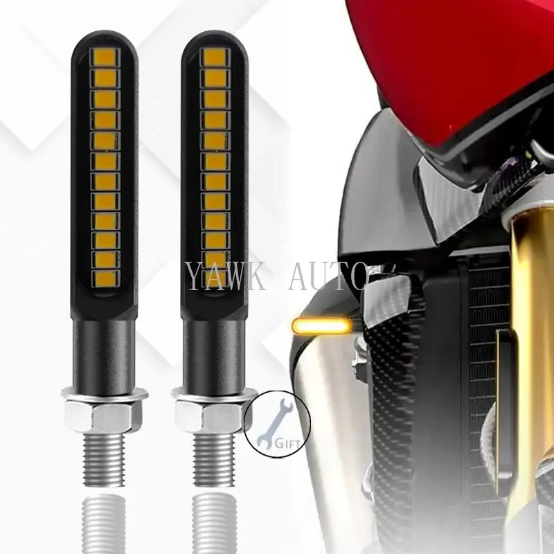 Miniluz LED intermitente para motocicleta, lámpara de señal ámbar, color negro, 8mm, 12V, 16 LED