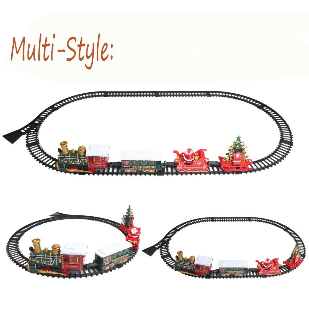 لعبة القطار الكهربائي قطار عيد الميلاد محرك السكك الحديدية الموسيقى سانتا كلوز ثلج المسار مجموعة ديكور نموذج ألعاب احتفالات للأطفال هدية #5