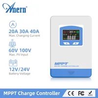 Anern MPPT Solar Charge Controller 40A 30A 20A 12V 24V Solar Panel Regulator LCD Display Load Control Modes Support Lithium