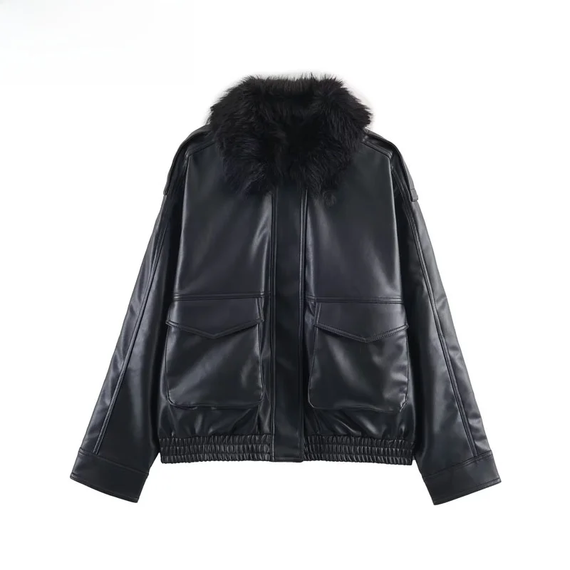 

Autumn New Women's Jaet 2025 Sle Detachable Faux Fur Effect Streetwear Polyester Fiber Long Sve Zipper Closure Coat