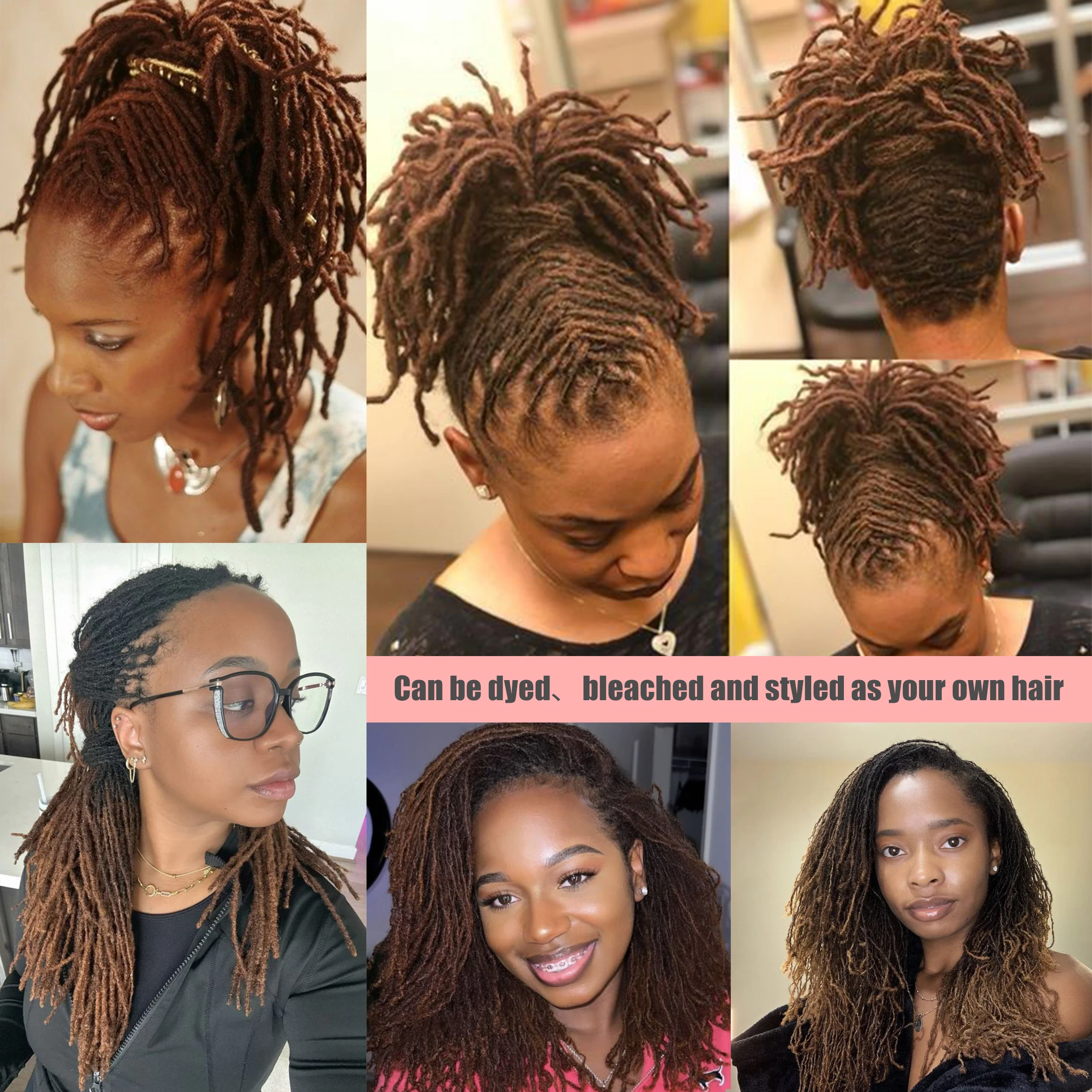 20Strs/Pack ANNA #8 100 % Human Hair Micro Dreadlocks Extension Soft Inter Locs Extensions for Black Women and Men