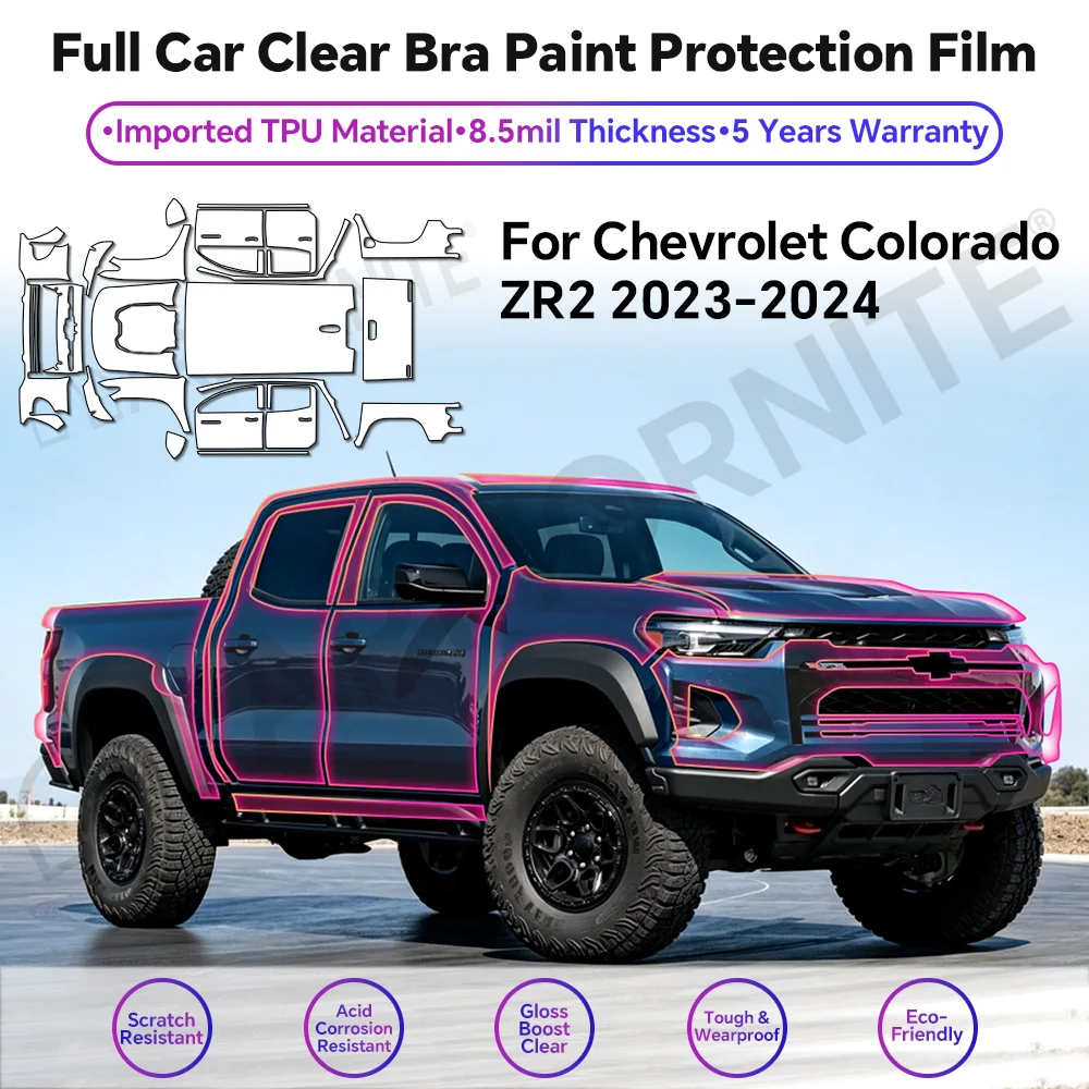 

8.5 Mil TPU for Chevrolet Colorado ZR2 2023-2024 Precut Paint Protective Film PPF Clear Car HD Scratch Exterior Accessories