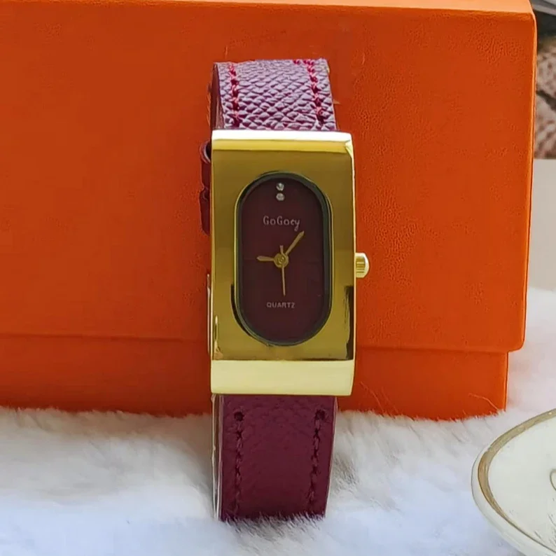 أزياء العلامة التجارية النساء ووتش مستطيلة الهاتفي كوارتز ساعة بسيطة حزام من الجلد الفاخرة السيدات الهدايا ساعات المعصم دروبشيبينغ