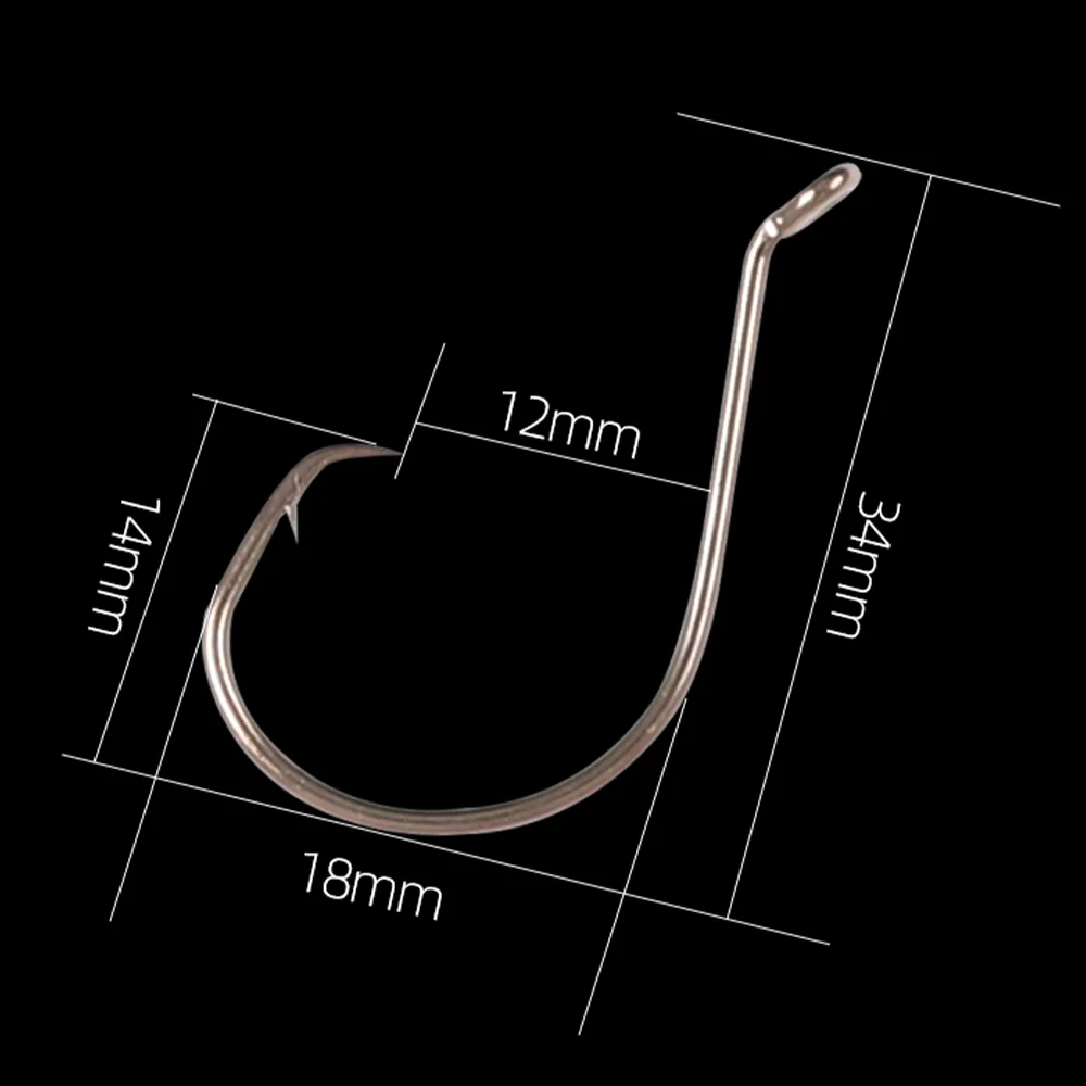2X Strong Sports Circle Eagle Claw Fishing Hooks High Carbon Steel Offset Beak Hook Black Nickle FRN7228