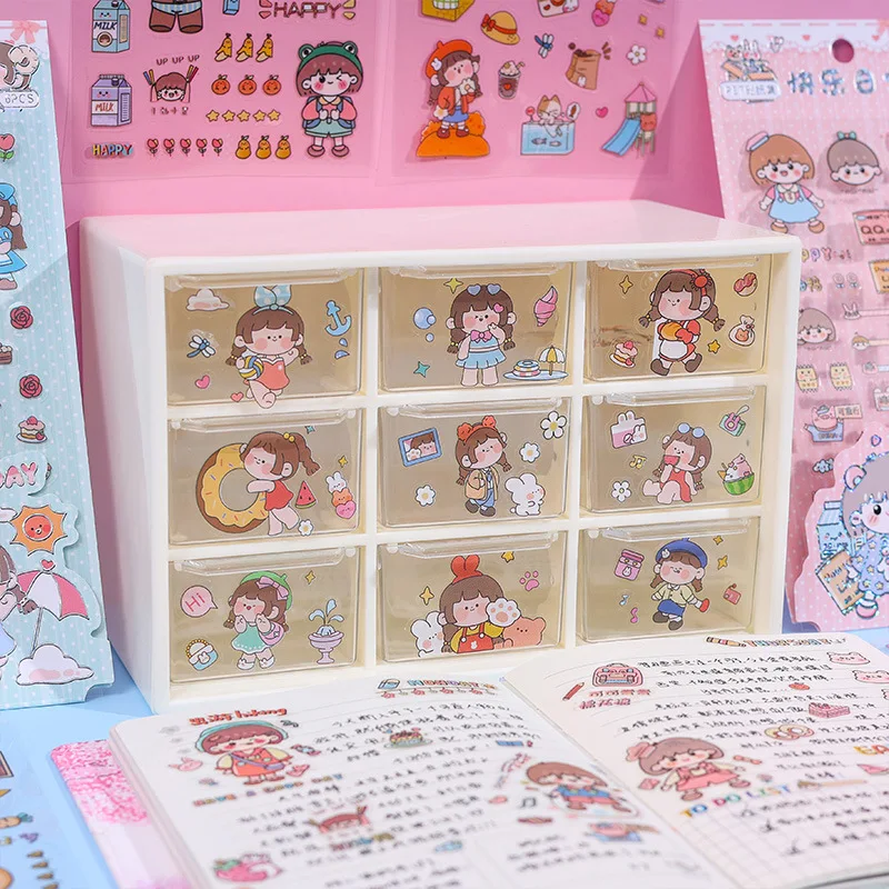 6pcs/pack PET waterproof material Scrapbooking Stickers DIY pattern Decorative Stationery Stickers Creative ledger sticker set