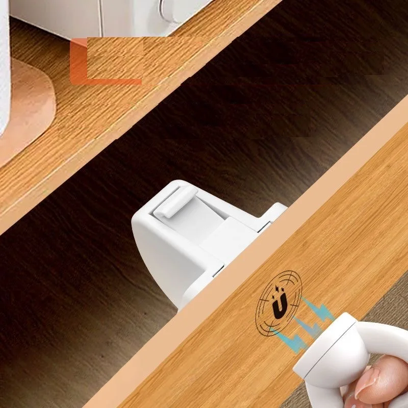 Invisible Magnetic Cabinet Lock Child Baby Safety Lock Anti-Opening Furniture Drawer Door Latch Safety Buckle Hardware Fitting