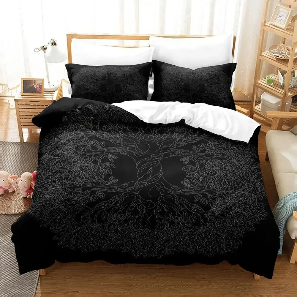 New Yggdrasil Tree Runes bedding Set Single Twin Full Queen King Size Bed Set Adult Kid Bedroom Duvet cover Sets Anime Bed New