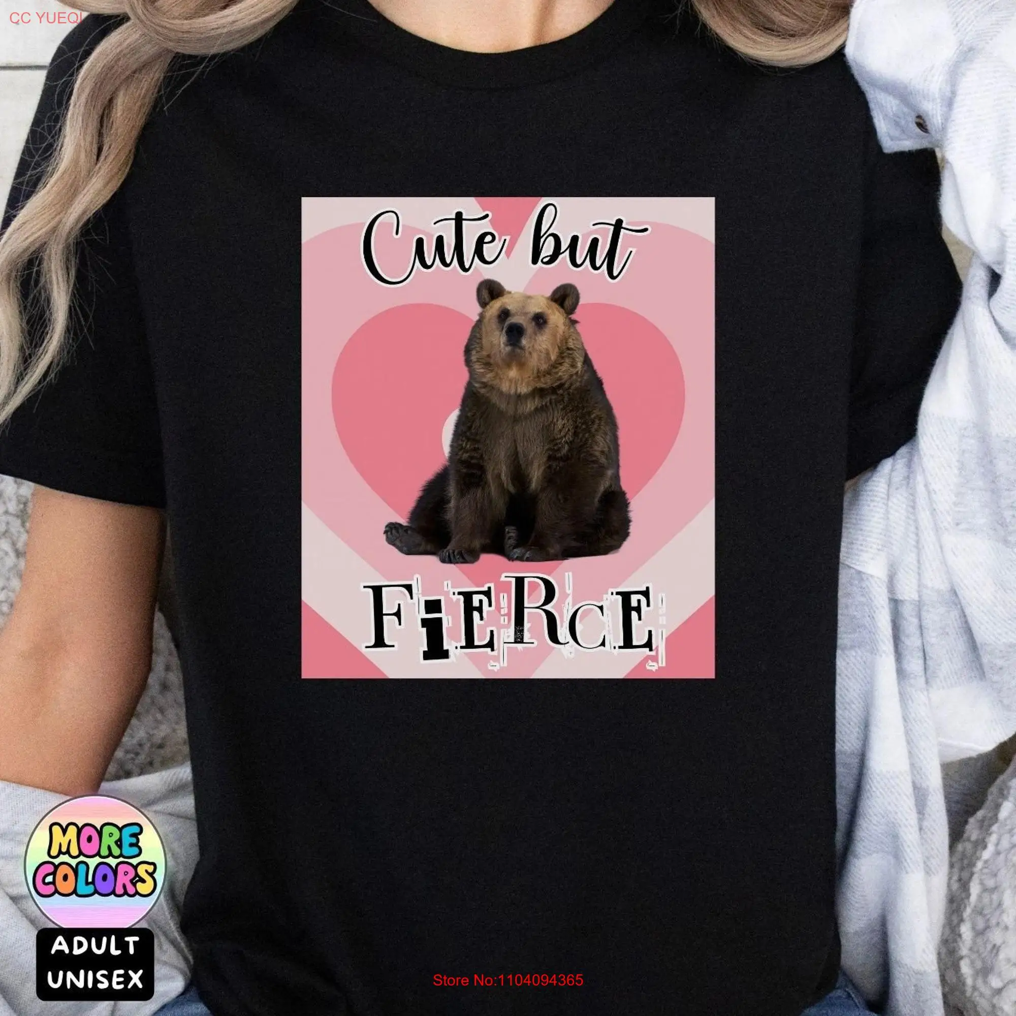 Cute But Fierce My Spirit Animal Grizzly Bear Funny T Shirt Sarcastic Sassy for Wild Lovers Adult Sizing