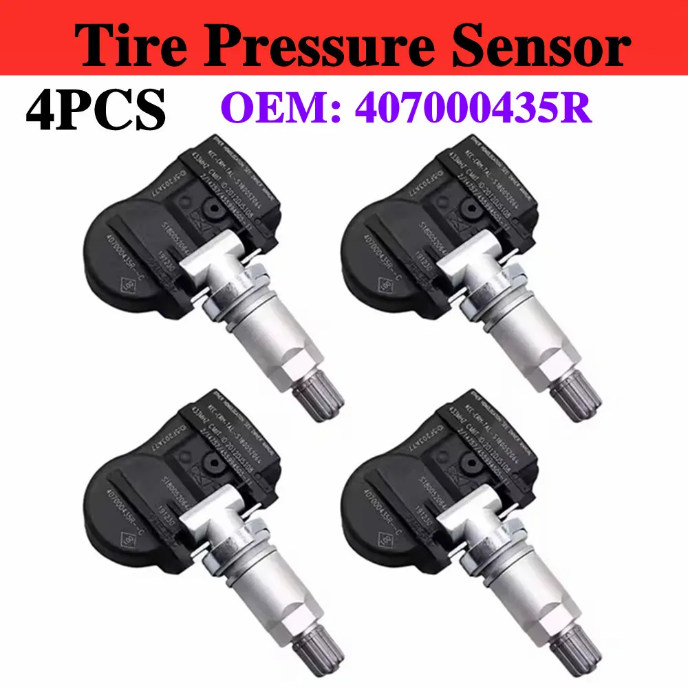 4Pcs 407000435R TPMS 433MHz Tire Pressure Sensor For Renault Fluence Laguna Latitude Megane Van Scenic Zoe