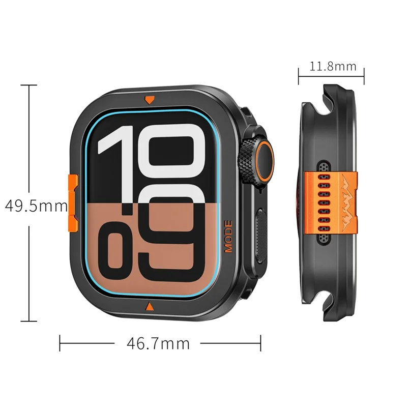 New--Black Turn Bumper With Back Shell Metal Protector For Watch Series 10, 46Mm