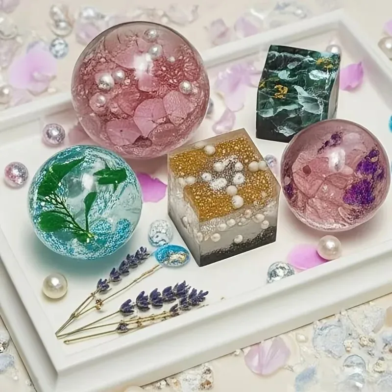 2026 Latest Models High-Transparency Sphere Silicone Mold + High-Transparency Cube Silicone Mold Resin Molds Epoxy Resin Molds