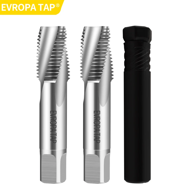 

EVROPA HSSE-M35 JIS Standard Pipe Tap Set, Spiral Fluted NPT/NPS (1/16-1") TIN & Bright, Machine Taps.