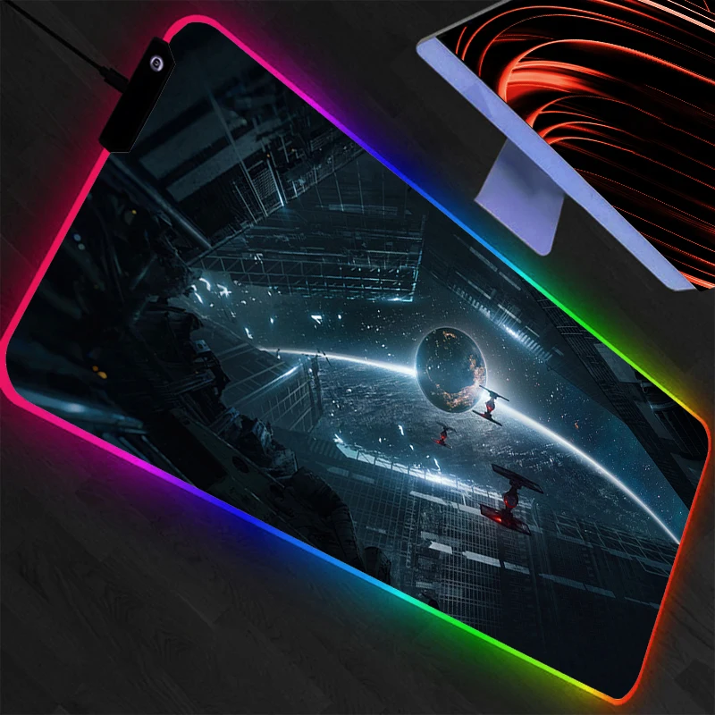

RGB Backlight Mouse Pad Star Wars Anime Gabinete Gamer Computer LED Desk Mat Keyboard Gaming Accessories Mousepad animation