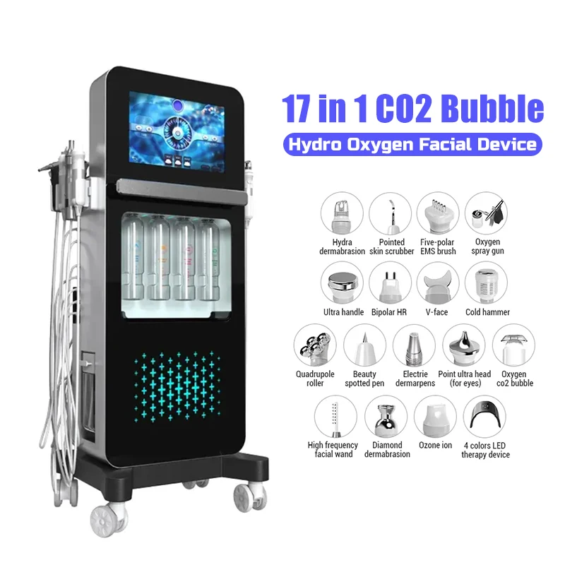 

17 in 1 CO2 Bubble Hydro Oxygen Facial Machine Hydradermabrasion Skin Care Rejuvenation Professional Beauty Spa Equipment