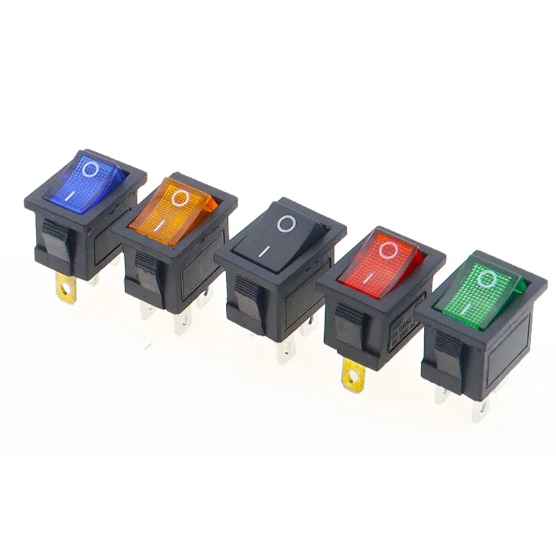 KCD1 Boat Car Rocker Switch 6A/10A 250V/125V AC ON-OFF on-off-on 250VAC 6A 125VAC 10A With Led Light 220V