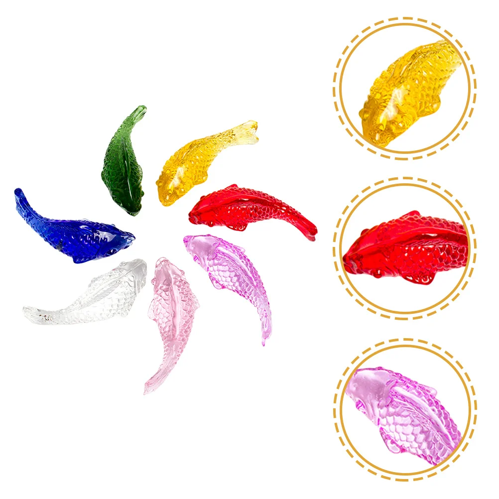 

7Pcs Fish Statue Decor Glass Realistic Fake Fish for Aquarium Tank Ornament Small Compact Household Decorative Figure