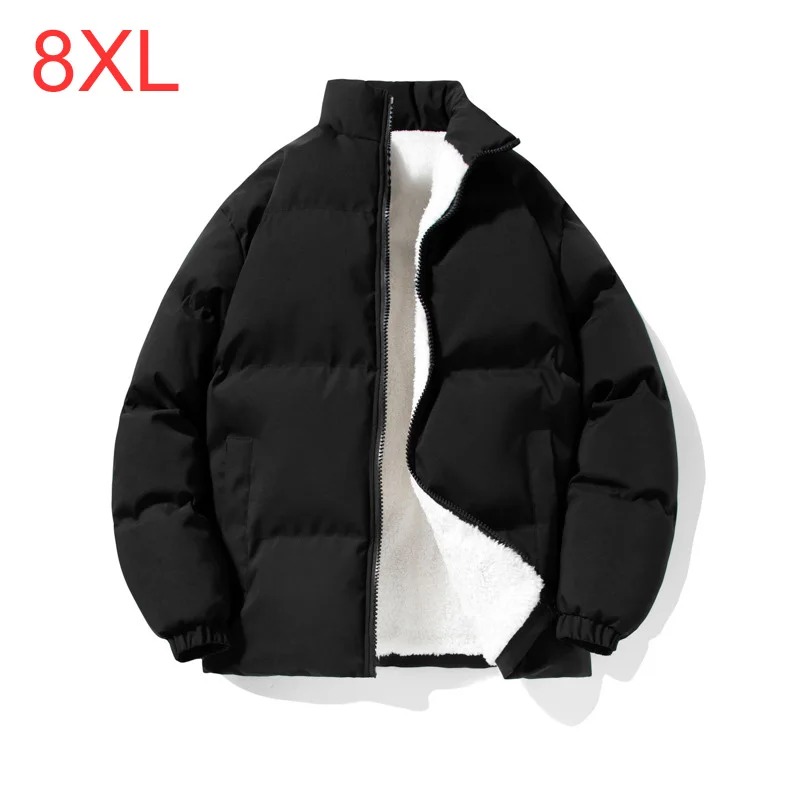 

Winter Cotton Coat Plus Size 8XL Men's Fashion Brand New Hong Style Couple Coat Student Solid Stand Neck 130kg 7xl