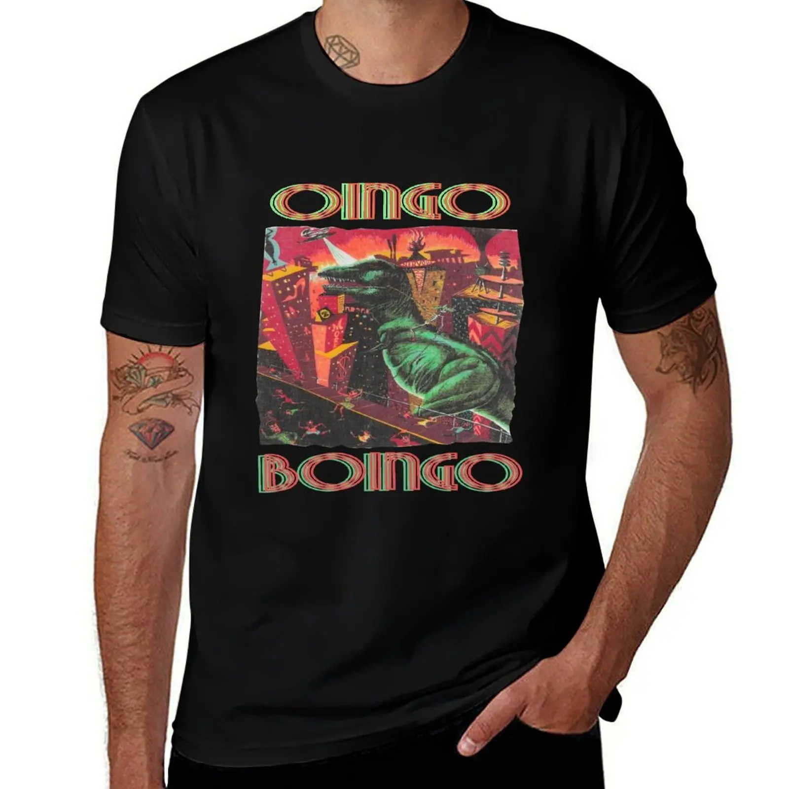 Oingo Boingo - Retro Vintage Grunge look with Danny Elfman 1980s wave band - Dinosaur Ride T-Shirt