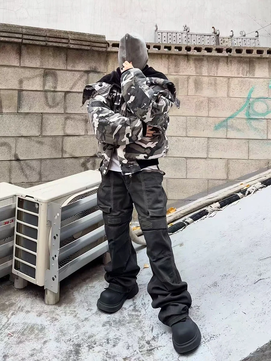 

Ailz Fugui American Sle Camouflage Hooded Flight Jaet Cotton Coat Outerwear Youth ular Loose Fit Polyester Fiber