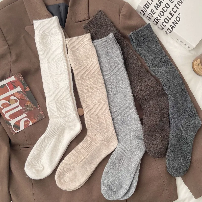 

6 пар новых осенне-зимних модных универсальных носков до середины икры, толстые теплые длинные чулки, простые удобные женские носки
