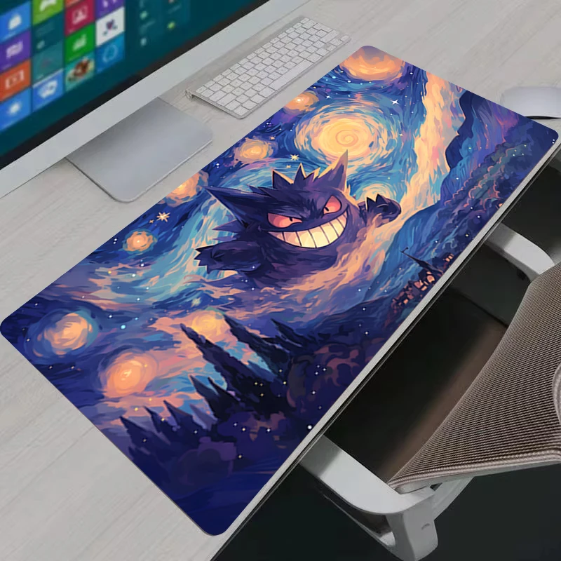 Mousepad Gamer Large Gengar Anime Gaming Mouse Pad LockEdge Computer Keyboard Table Desk Mat P-Pokemon Purple Playmat
