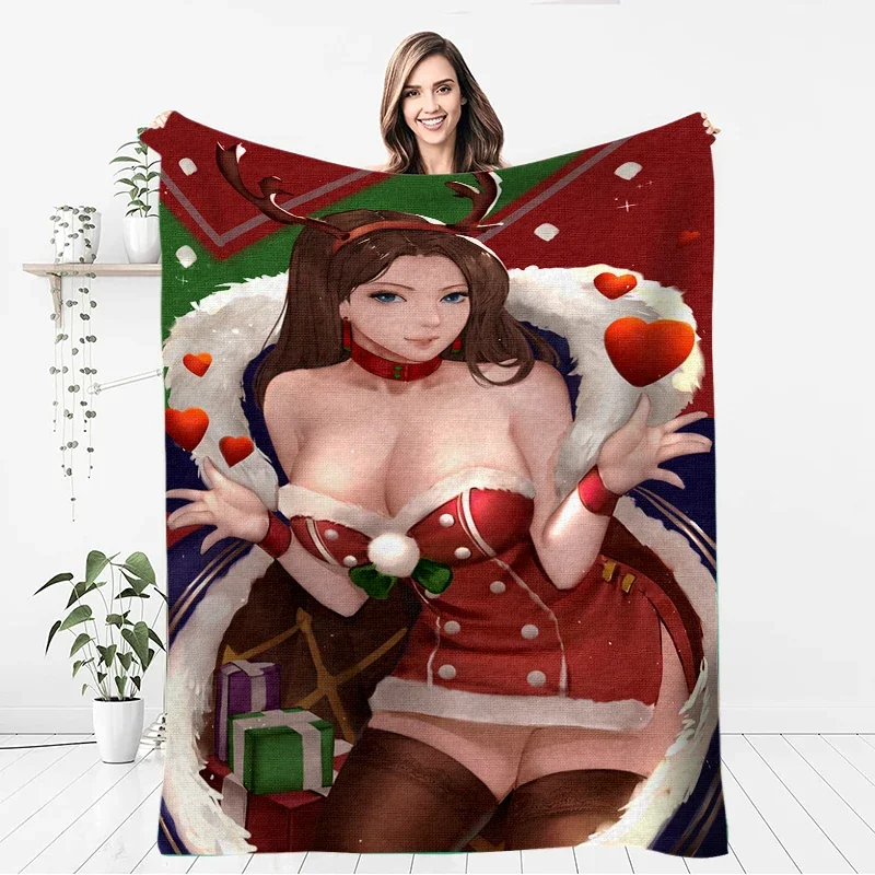 

Christmas Sexy Beauty Gift Soft Plush Sofa Bed Throwing Cartoon Picnic Blankets Cover Bettdecke Geschenk Modern Flannel Blanket