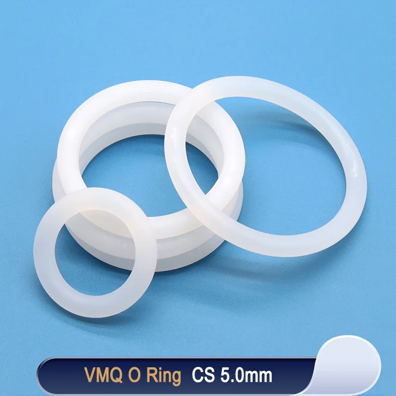 

10pcs VMQ O Ring Gasket CS 5mm OD 15 ~ 155mm Silicone Food Grade O-rings White Waterproof Silicon ring High Temperature Gasket