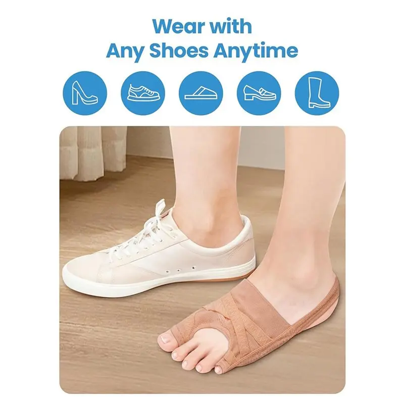 M04K Bunion Correction Splint& Adjustable For Big Toe-1 Pair Breathable Toe Separator, Day& Night Wear Bunion Relief Corrector L