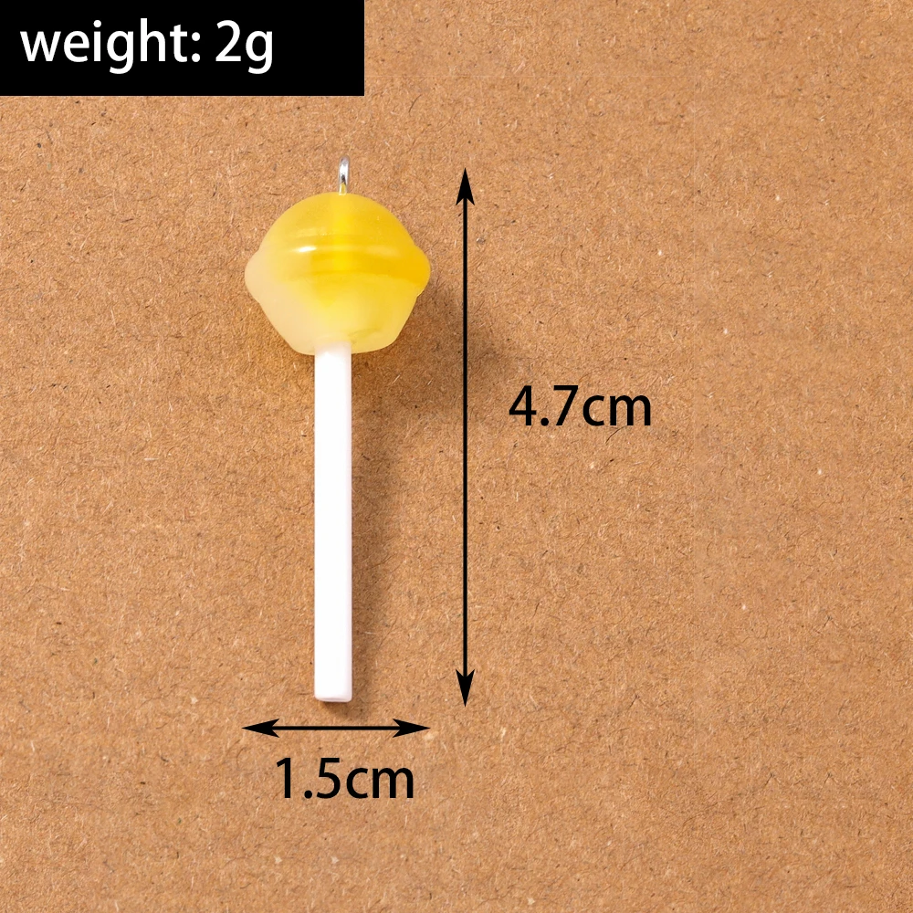 10 Stück 47*15mm Bunte Harz Candy Lollipop Charms Anhänger für Schmuckherstellung DIY Ohrringe Halskette Zubehör Zubehör – Detail 2