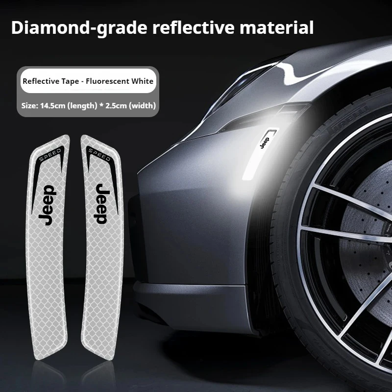

2Pcs Jeep Car Wheel Arch Reflective Warning Stickers for Renegade Wrangler JK JL Grand Cherokee Compass Patriot Auto Accessories