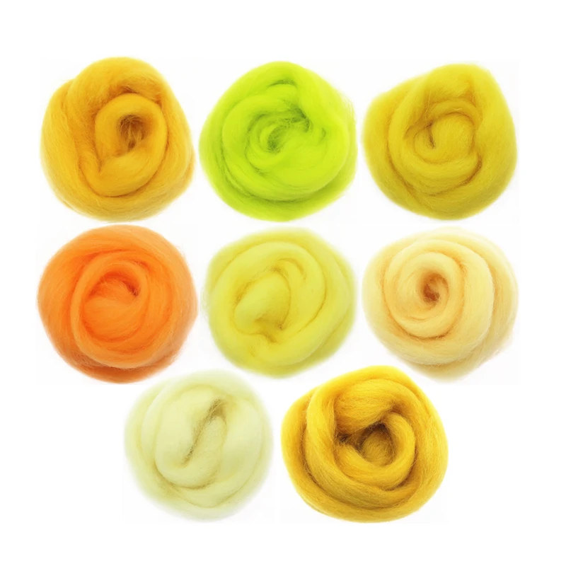 10/50/100g Yellow Series Wool Fibre Flower Animal Toy Wool Felting Handmade Spinning DIY Craft Materials Tool Felt Christmas