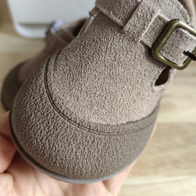 Claladoudou Brand Seude Baby Shoes Toddler Casual Shoes New Boys Barefoot Rubber Shoe Girls Outdoor Strap Fashion Walkers