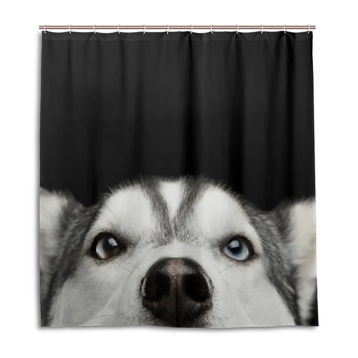 Cute Animal Shower Curtain Set for Pets, Husky Dog, Puppy, Christmas, Home Decor,