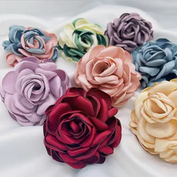 5pcs 8CM Artificial Satin Rose Fabric Curling Flowers Clothing Dress Decor DIY Boutique Wedding Decoration