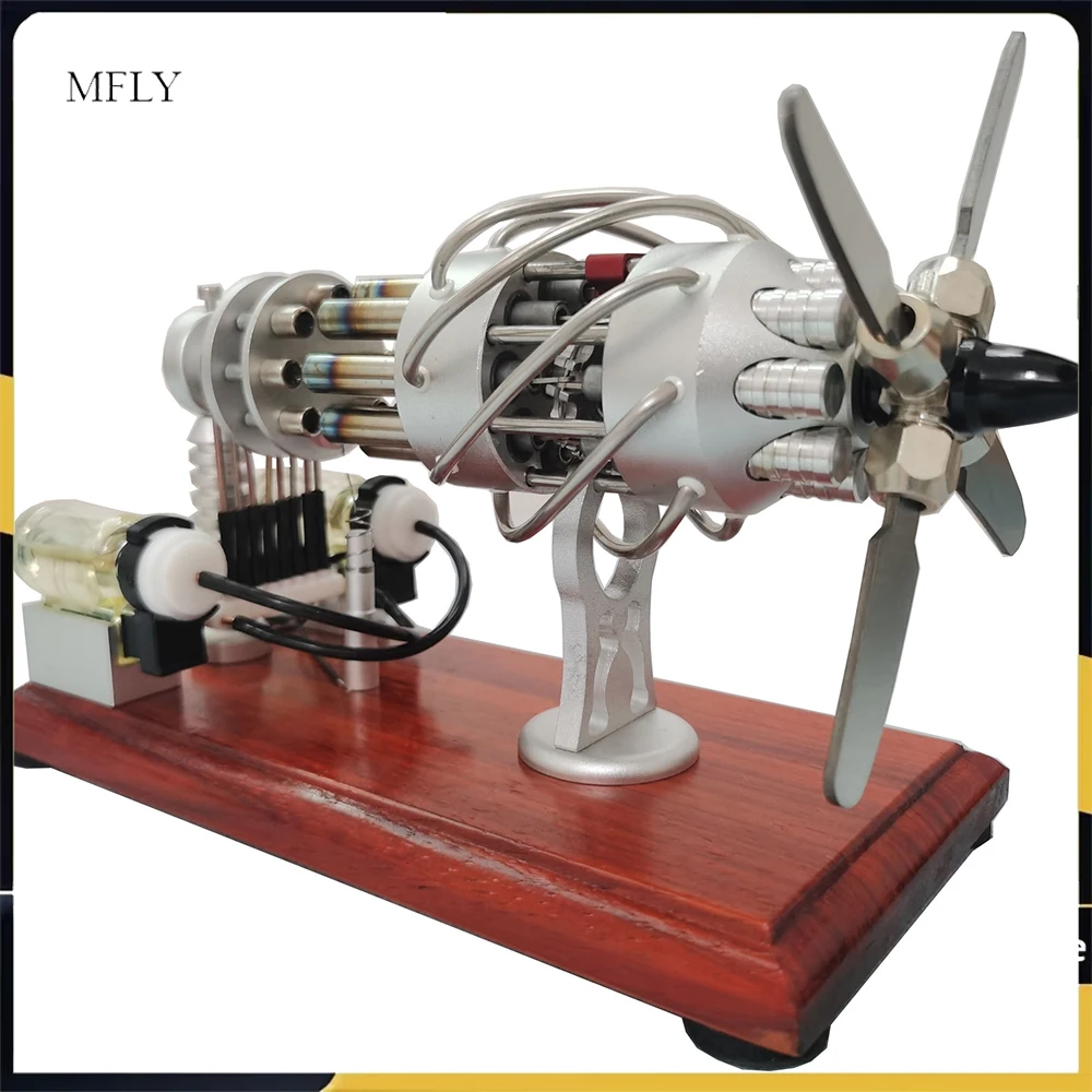 Burn Fuel 16-cylinder Swashplate Stirling Engine Model, Can Start Luminous Tabletop Ornament Gift
