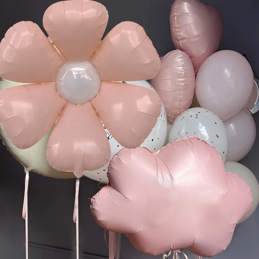 Pink Daisy Balloon Baby Pink Number/Heart Foil Balloons for Girl's Happy Birthday Party Annerversay Baby Shower Party Decoration