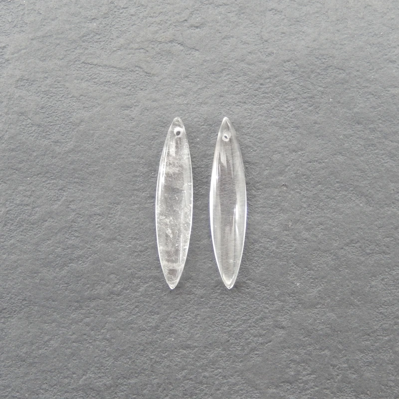 

2 шт. натуральный белый кварц в форме маркизы, прозрачные компоненты для ювелирных изделий ручной работы и поделок