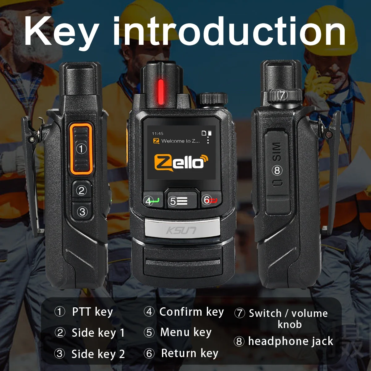 Walkie-talkie ZL60 con Android, 4G, LTE, 3G, GSM, red Poc, Radio bidireccional, 200km de largo alcance, Ptt, con tarjeta Sim