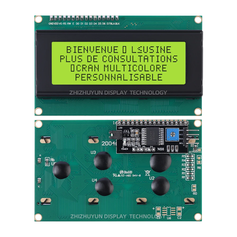 LCD2004A IIC płyta przyłączeniowa europejska czcionka ekran IIC 12C interfejs 5V ekran LCD szara folia niebieska czcionka 98*60Mm