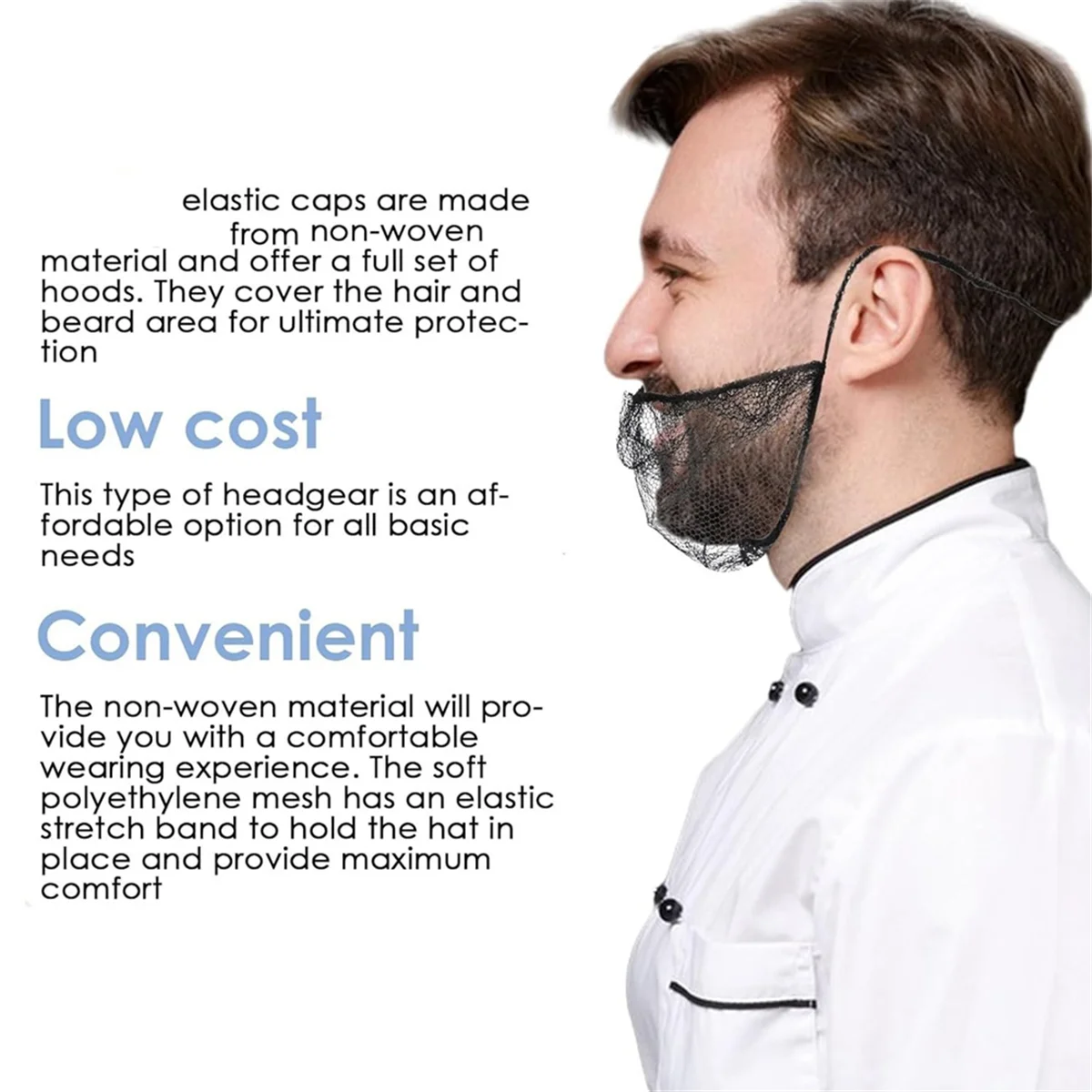 ABDR-100 Pcs Beard Nets Food Service Beard Covers Beard Guards Comfortable Protective Beard Covers Beard Mask for Men Facial