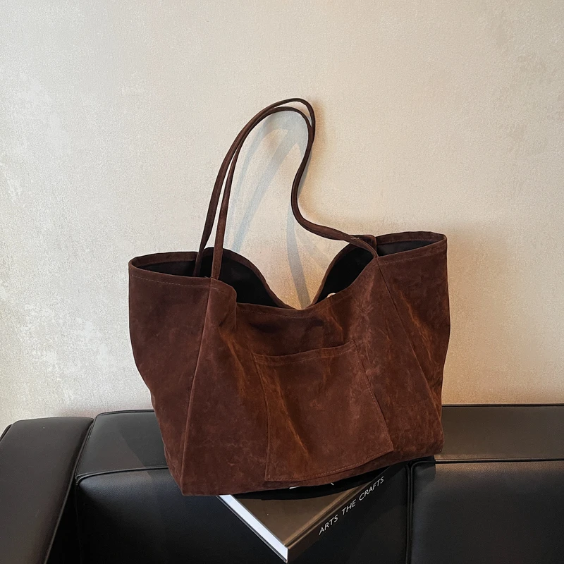 Casual Tote Solid Shoulder Bags 2024 Retro High Quality Tote Bags Advanced Feeling Versatile Style Large Size Trend HandBags